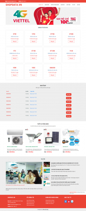 Website mua sắm online của Viettel - SHOPDATA.VN