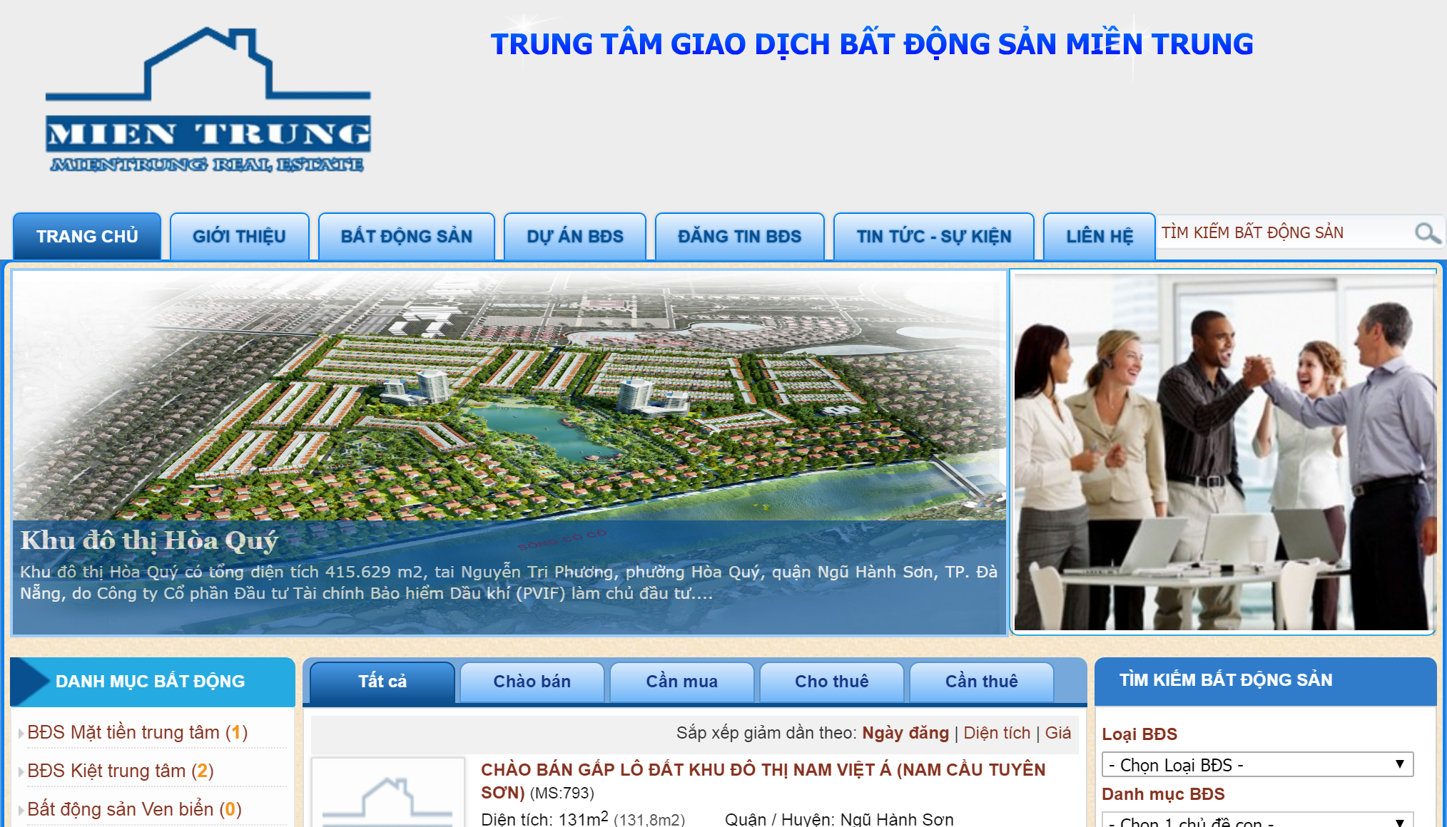 TT giao dịch BĐS Miền Trung